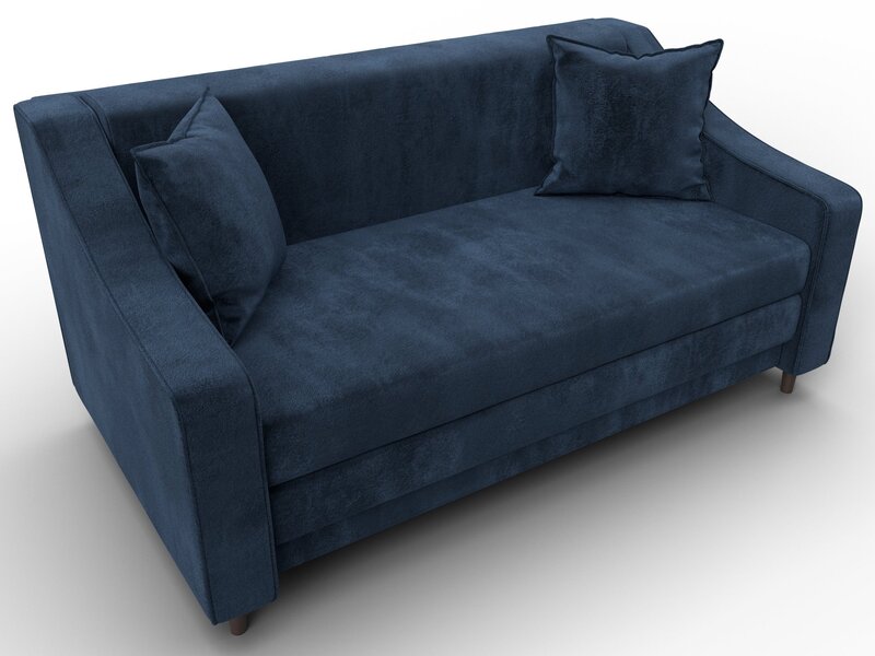 Диван прямой Лига-071, Велюр, TOWER 13 синий