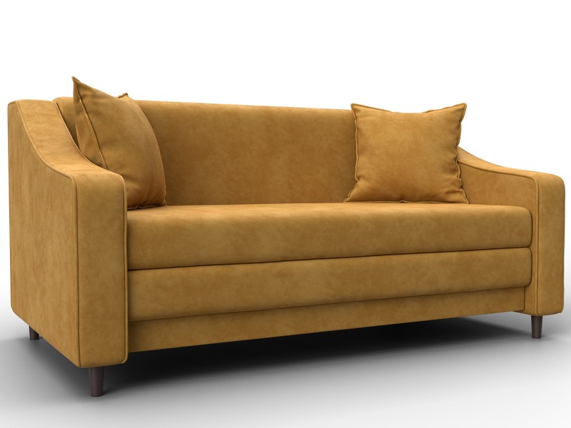 Диван прямой Лига-071, Велюр, BRUT 10 желтый