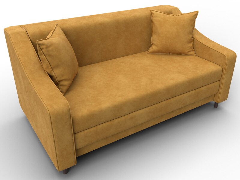 Диван прямой Лига-071, Велюр, BRUT 10 желтый