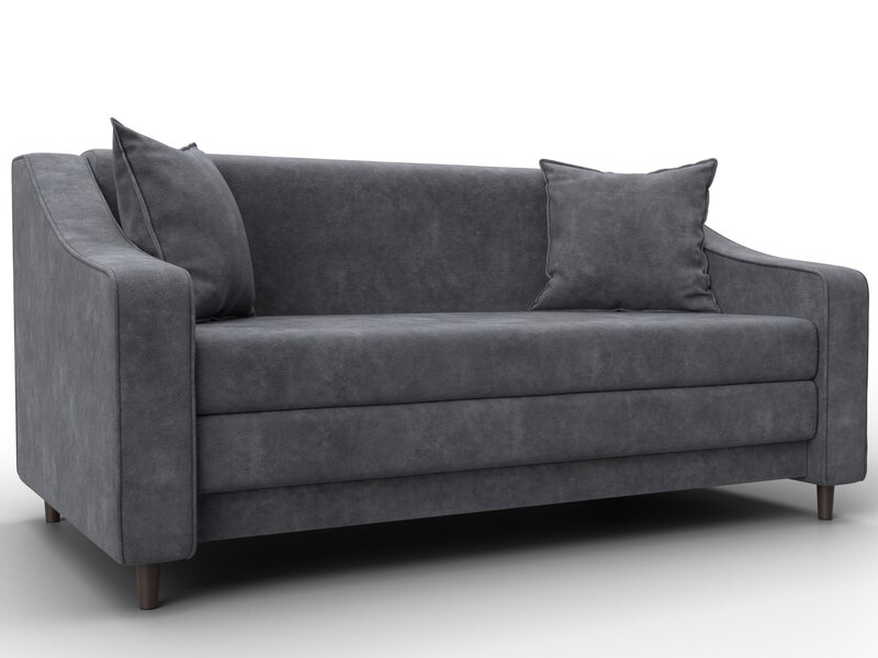 Диван прямой Лига-071, Велюр, BRUT 16 темно-серый