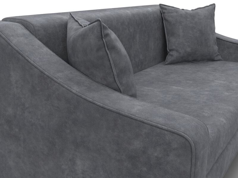 Диван прямой Лига-071, Велюр, BRUT 16 темно-серый