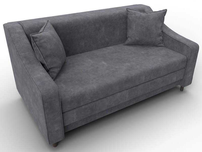 Диван прямой Лига-071, Велюр, BRUT 16 темно-серый