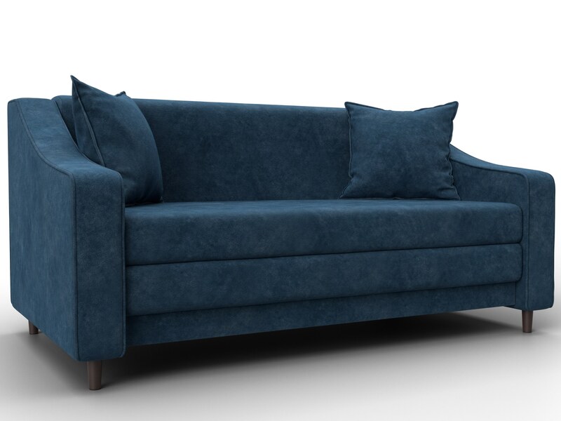 Диван прямой Лига-071, Велюр, BRUT 11 синий