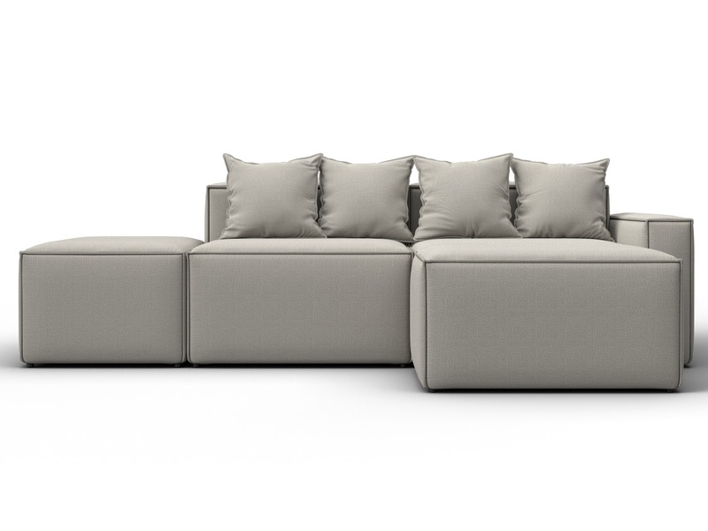 Диван угловой модульный Лига-063 угол правый, Рогожка, Амур 02 бежевый