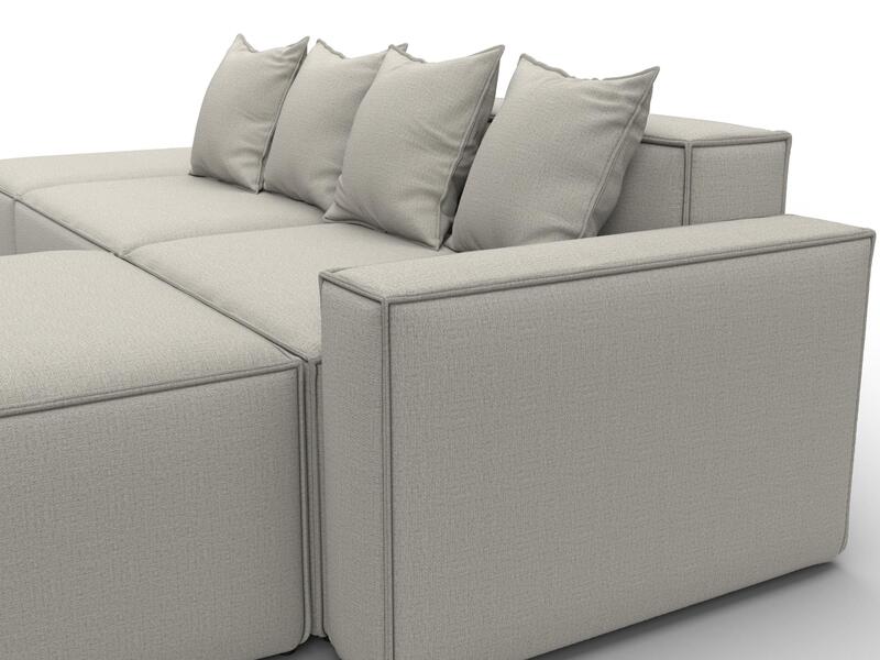 Диван угловой модульный Лига-063 угол правый, Рогожка, Амур 02 бежевый