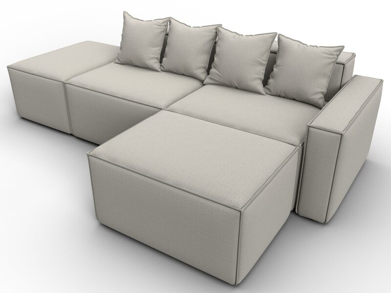 Диван угловой модульный Лига-063 угол правый, Рогожка, Амур 02 бежевый