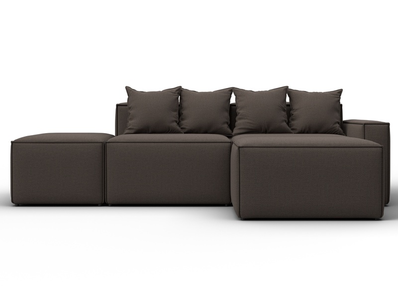 Диван угловой модульный Лига-063 угол правый, Рогожка, Амур 05 коричневый