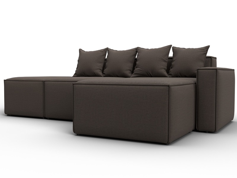 Диван угловой модульный Лига-063 угол правый, Рогожка, Амур 05 коричневый