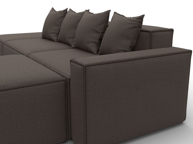 Диван угловой модульный Лига-063 угол правый, Рогожка, Амур 05 коричневый