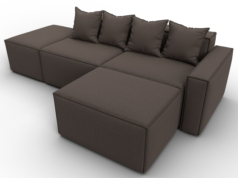 Диван угловой модульный Лига-063 угол правый, Рогожка, Амур 05 коричневый