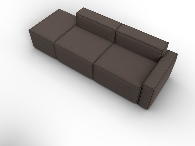 Диван угловой модульный Лига-063 угол правый, Рогожка, Амур 05 коричневый