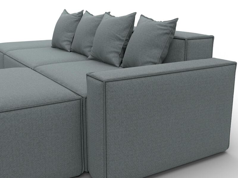 Диван угловой модульный Лига-063 угол правый, Рогожка, Амур 07 серый