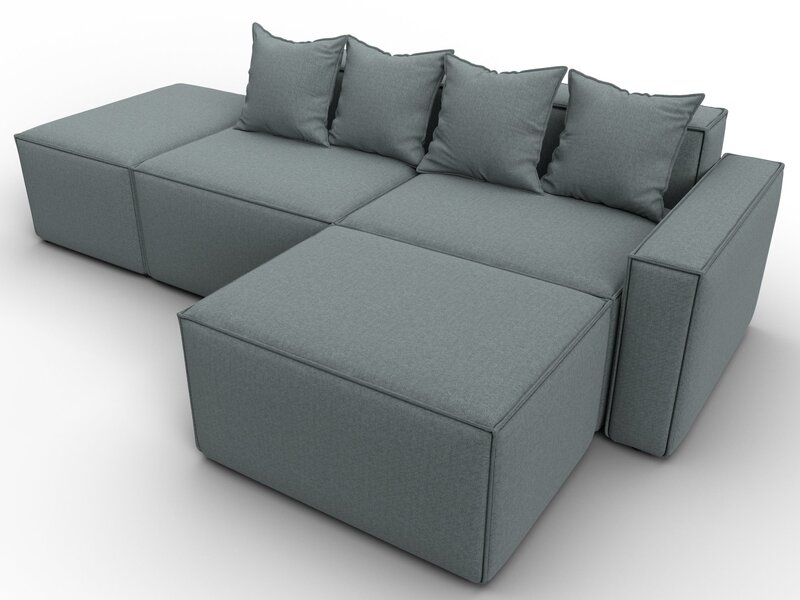 Диван угловой модульный Лига-063 угол правый, Рогожка, Амур 07 серый