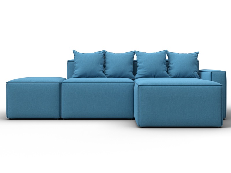 Диван угловой модульный Лига-063 угол правый, Рогожка, Амур 10 голубой