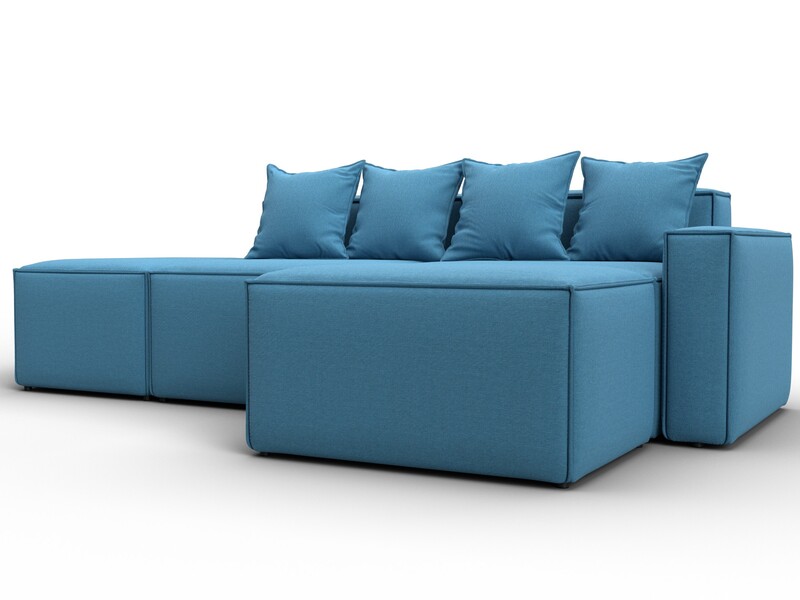 Диван угловой модульный Лига-063 угол правый, Рогожка, Амур 10 голубой