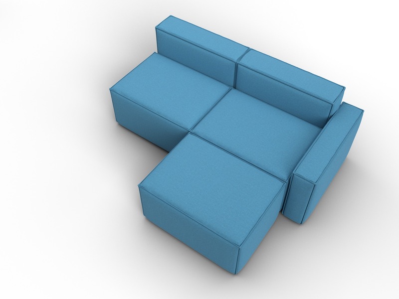 Диван угловой модульный Лига-063 угол правый, Рогожка, Амур 10 голубой