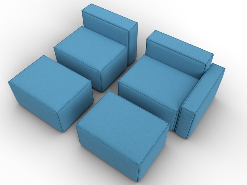 Диван угловой модульный Лига-063 угол правый, Рогожка, Амур 10 голубой