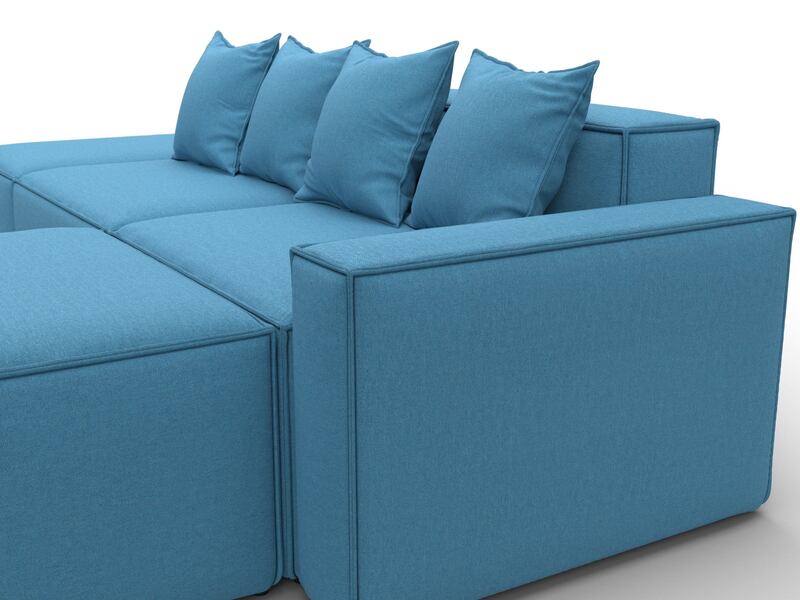 Диван угловой модульный Лига-063 угол правый, Рогожка, Амур 10 голубой