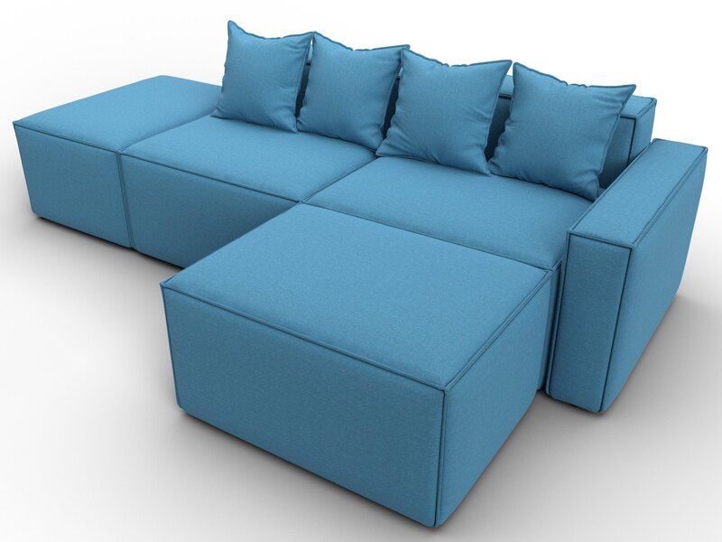 Диван угловой модульный Лига-063 угол правый, Рогожка, Амур 10 голубой