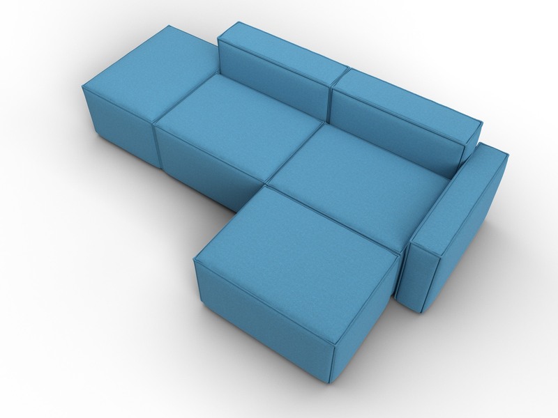 Диван угловой модульный Лига-063 угол правый, Рогожка, Амур 10 голубой