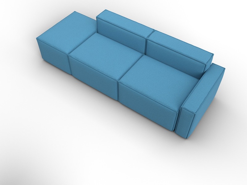 Диван угловой модульный Лига-063 угол правый, Рогожка, Амур 10 голубой