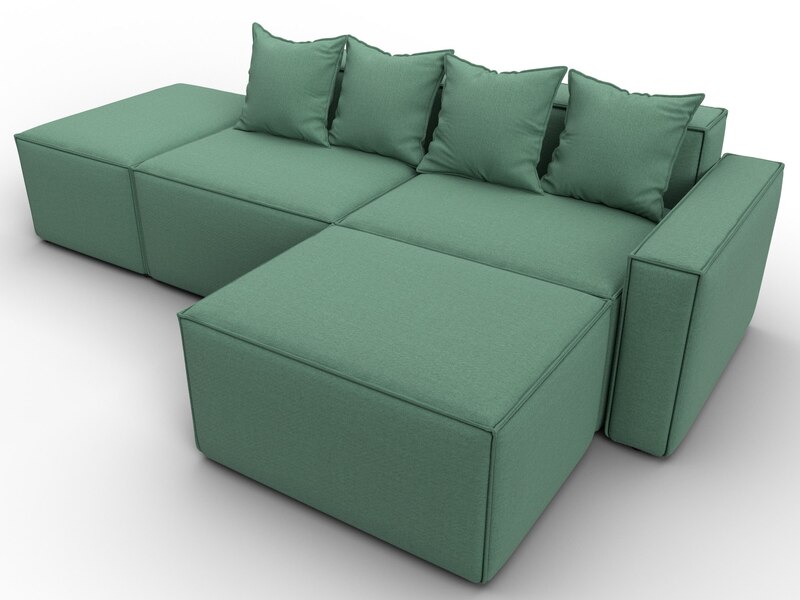 Диван угловой модульный Лига-063 угол правый, Рогожка, Амур 11 зеленый