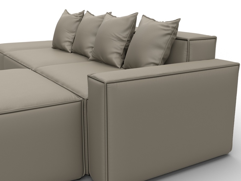 Диван угловой модульный Лига-063 угол правый, Экокожа, GRIFON 04 бежевый