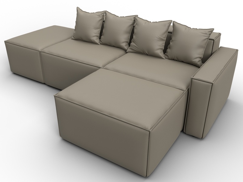 Диван угловой модульный Лига-063 угол правый, Экокожа, GRIFON 04 бежевый