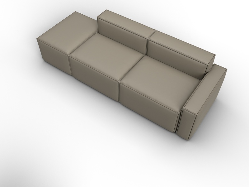 Диван угловой модульный Лига-063 угол правый, Экокожа, GRIFON 04 бежевый