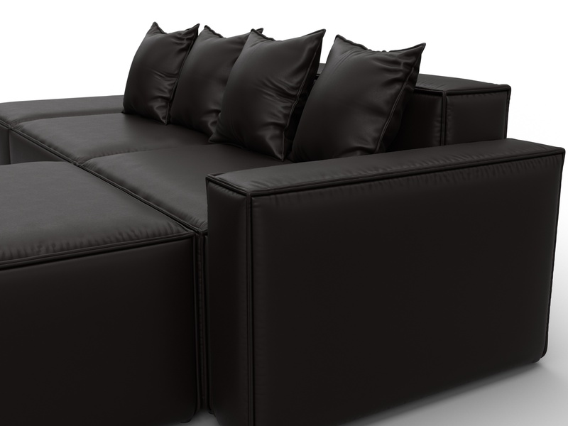 Диван угловой модульный Лига-063 угол правый, Экокожа, GRIFON 12 коричневый