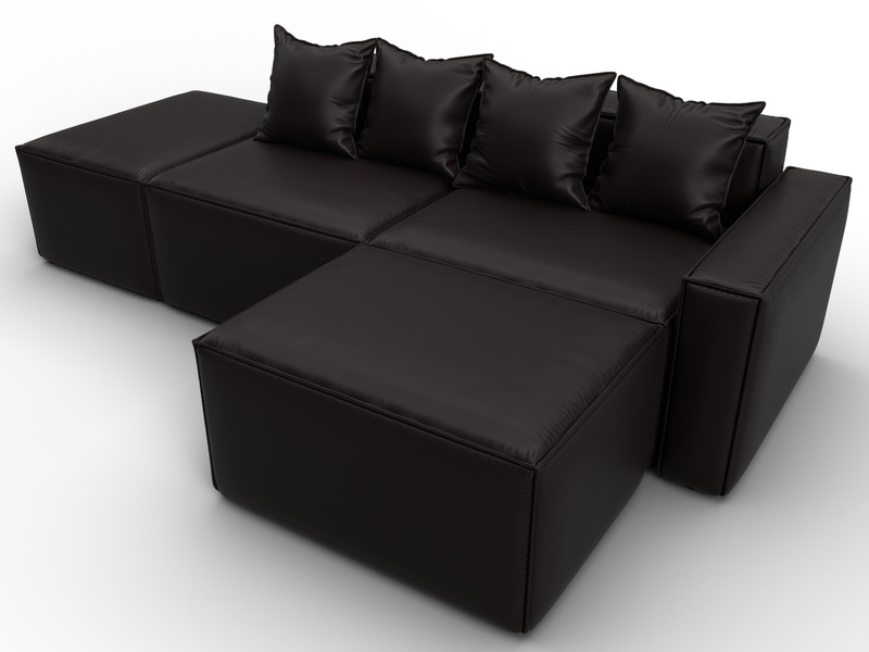 Диван угловой модульный Лига-063 угол правый, Экокожа, GRIFON 12 коричневый