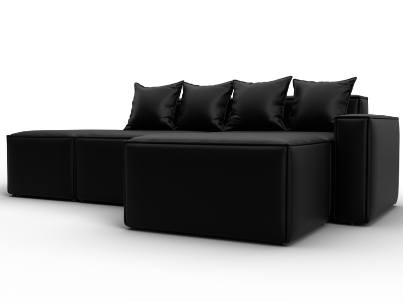 Диван угловой модульный Лига-063 угол правый, Экокожа, GRIFON 18 черный