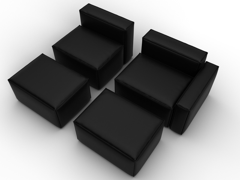 Диван угловой модульный Лига-063 угол правый, Экокожа, GRIFON 18 черный