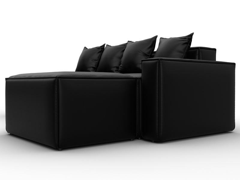 Диван угловой модульный Лига-063 угол правый, Экокожа, GRIFON 18 черный