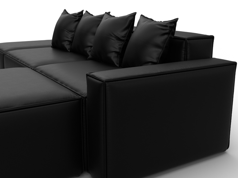 Диван угловой модульный Лига-063 угол правый, Экокожа, GRIFON 18 черный