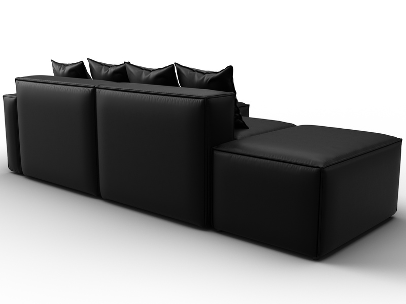 Диван угловой модульный Лига-063 угол правый, Экокожа, GRIFON 18 черный