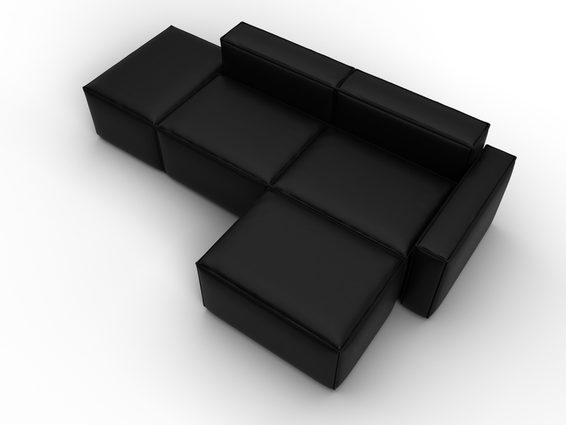 Диван угловой модульный Лига-063 угол правый, Экокожа, GRIFON 18 черный