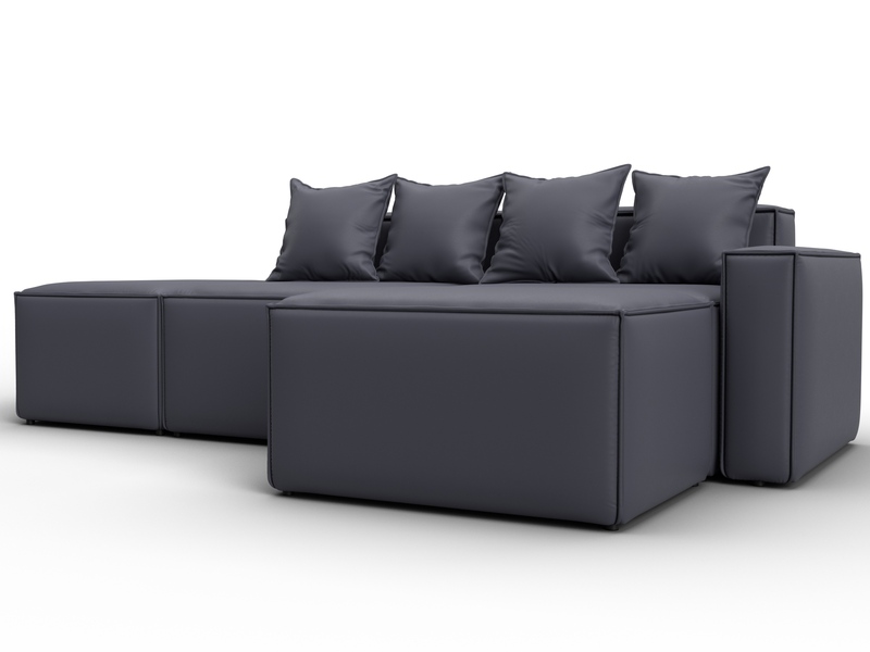 Диван угловой модульный Лига-063 угол правый, Экокожа, GRIFON 15 серый