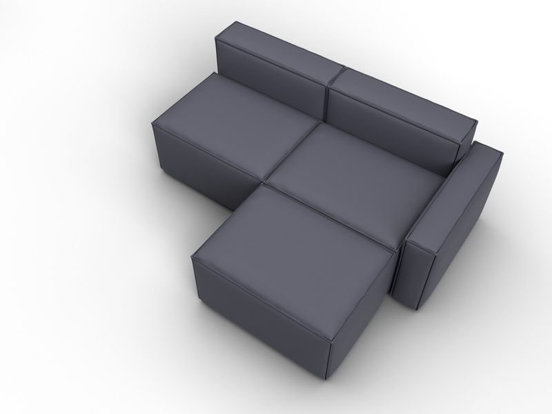 Диван угловой модульный Лига-063 угол правый, Экокожа, GRIFON 15 серый