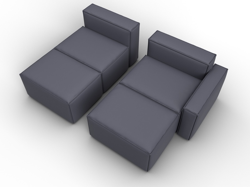 Диван угловой модульный Лига-063 угол правый, Экокожа, GRIFON 15 серый