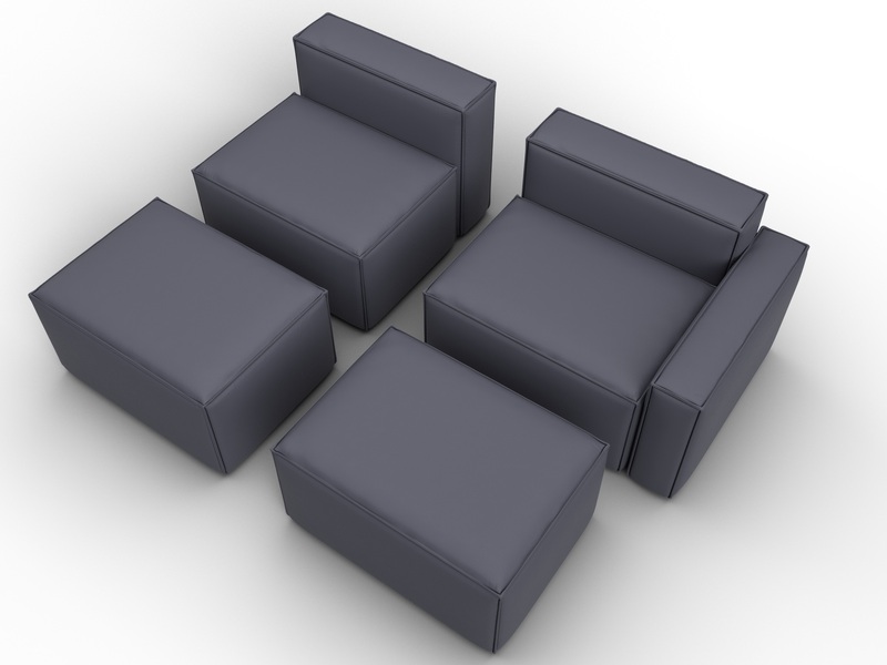 Диван угловой модульный Лига-063 угол правый, Экокожа, GRIFON 15 серый