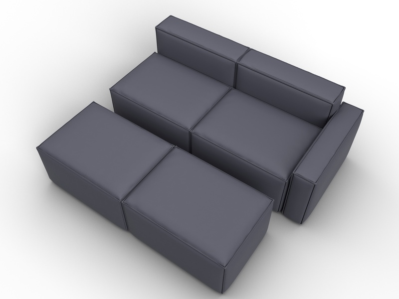 Диван угловой модульный Лига-063 угол правый, Экокожа, GRIFON 15 серый