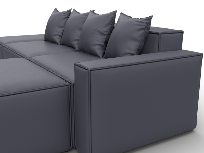 Диван угловой модульный Лига-063 угол правый, Экокожа, GRIFON 15 серый