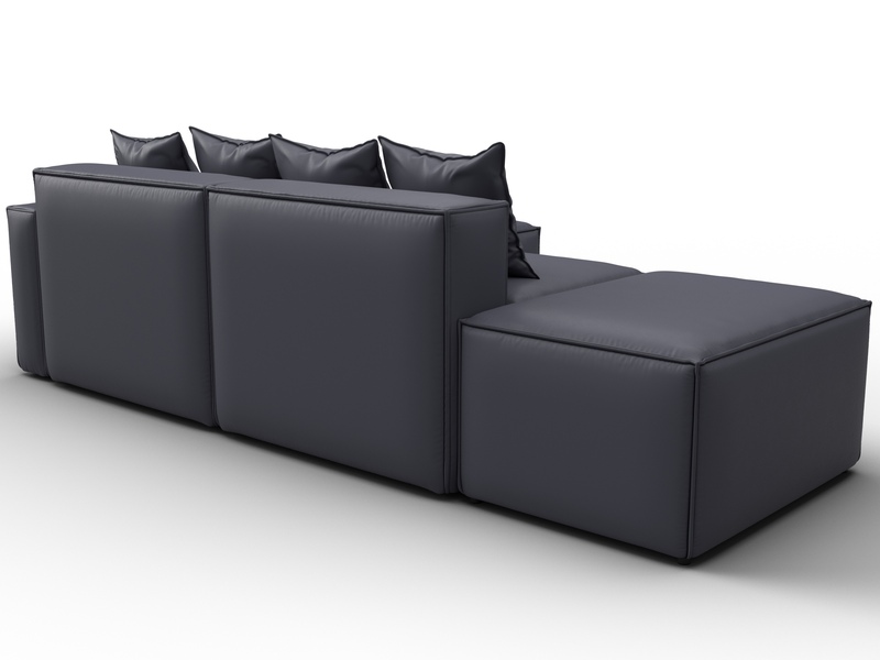 Диван угловой модульный Лига-063 угол правый, Экокожа, GRIFON 15 серый