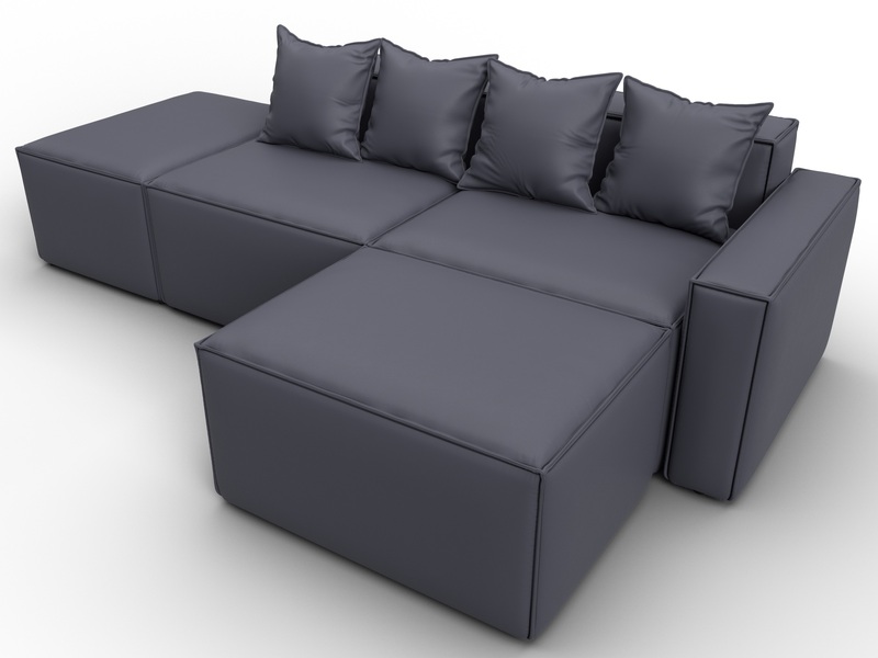 Диван угловой модульный Лига-063 угол правый, Экокожа, GRIFON 15 серый