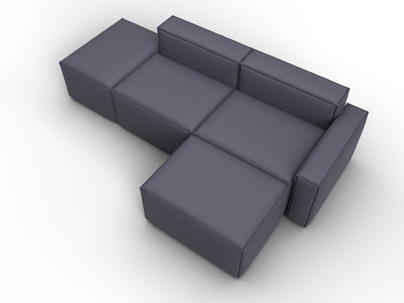 Диван угловой модульный Лига-063 угол правый, Экокожа, GRIFON 15 серый