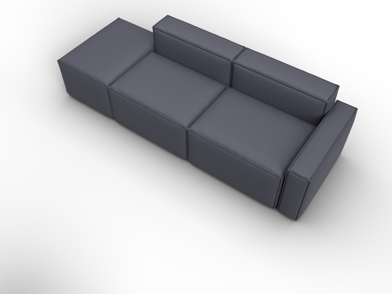 Диван угловой модульный Лига-063 угол правый, Экокожа, GRIFON 15 серый