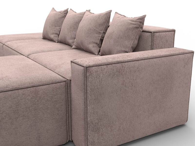 Диван угловой модульный Лига-063 угол правый, Велюр, TOWER 05 бежевый