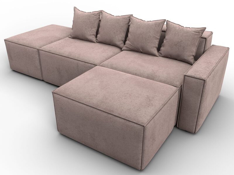 Диван угловой модульный Лига-063 угол правый, Велюр, TOWER 05 бежевый