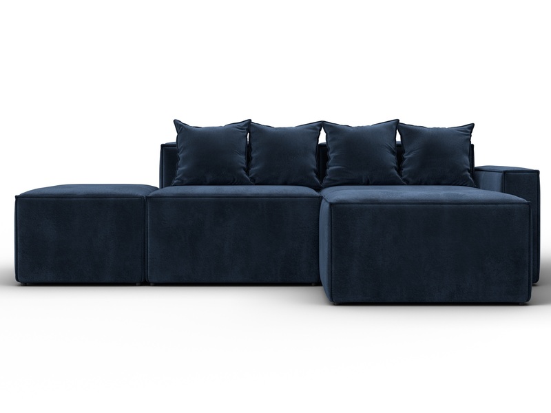 Диван угловой модульный Лига-063 угол правый, Велюр, TOWER 13 синий